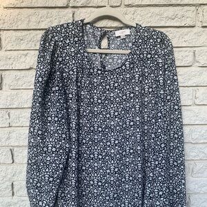 Loft Black and White Floral Blouse